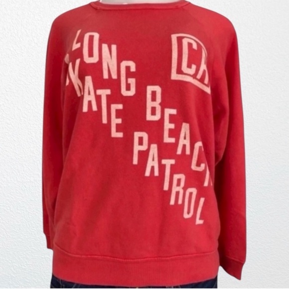NEW Retro Brand Anthropologie Long Beach CA Skate Patrol Sweatshirt Red XS - Picture 3 of 10